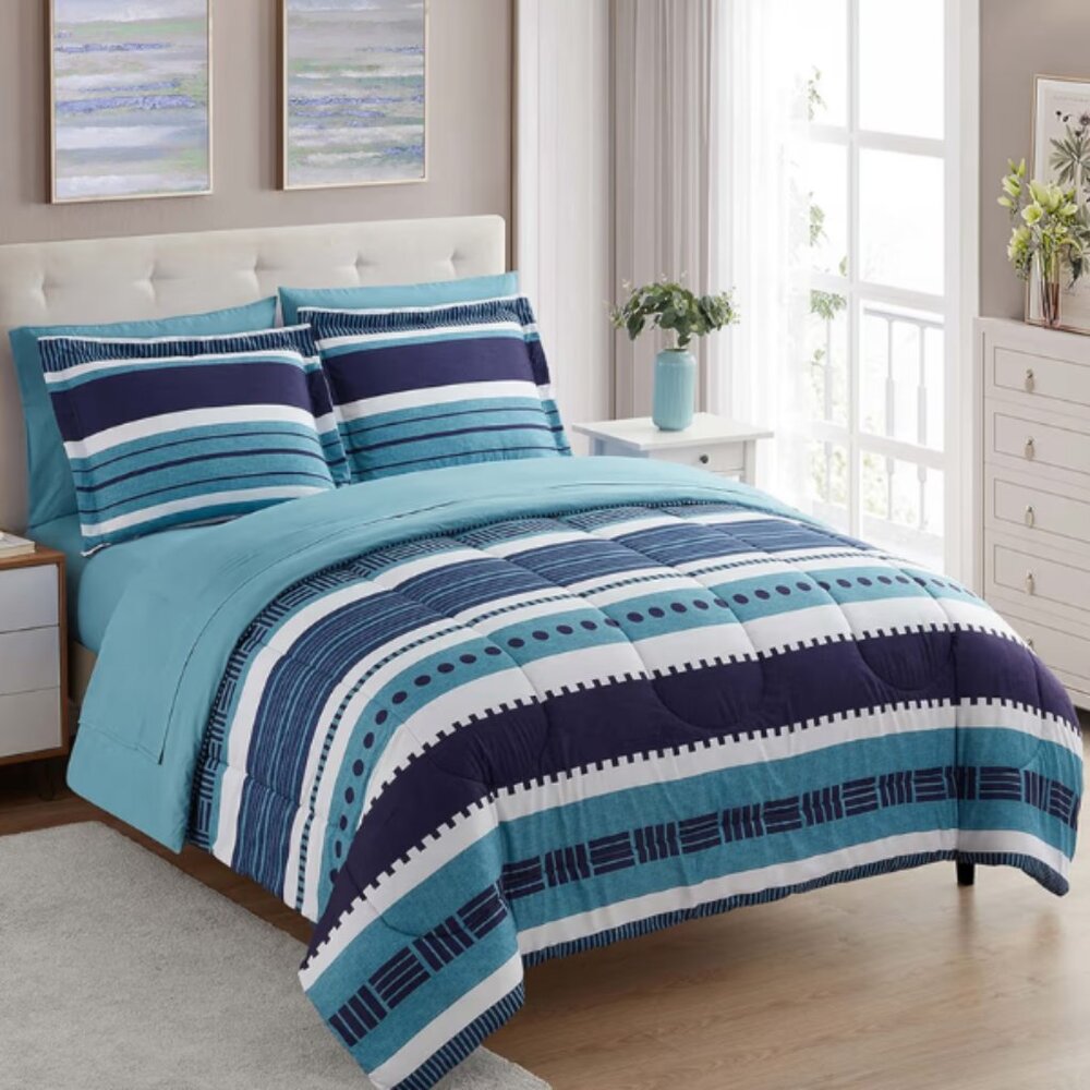 Sweet Home Collection 7Pc Comforter Set Solid Color All Season Soft Down Sz Full